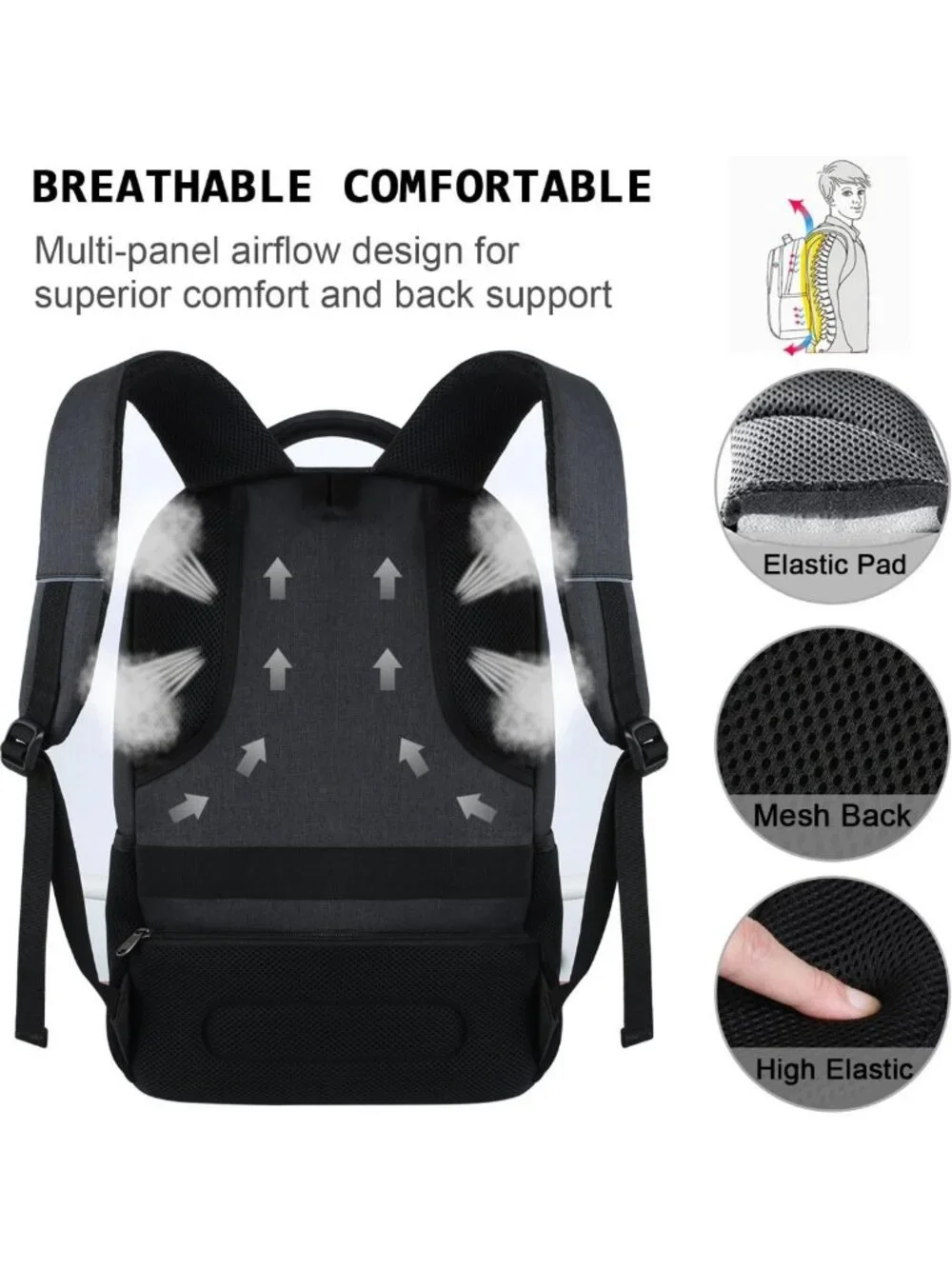 Slim Anti-Theft Laptop Backpack, Water-Resistant College Bag for 15.6